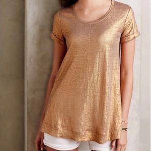 Anthropologie Gold Shimmer Top